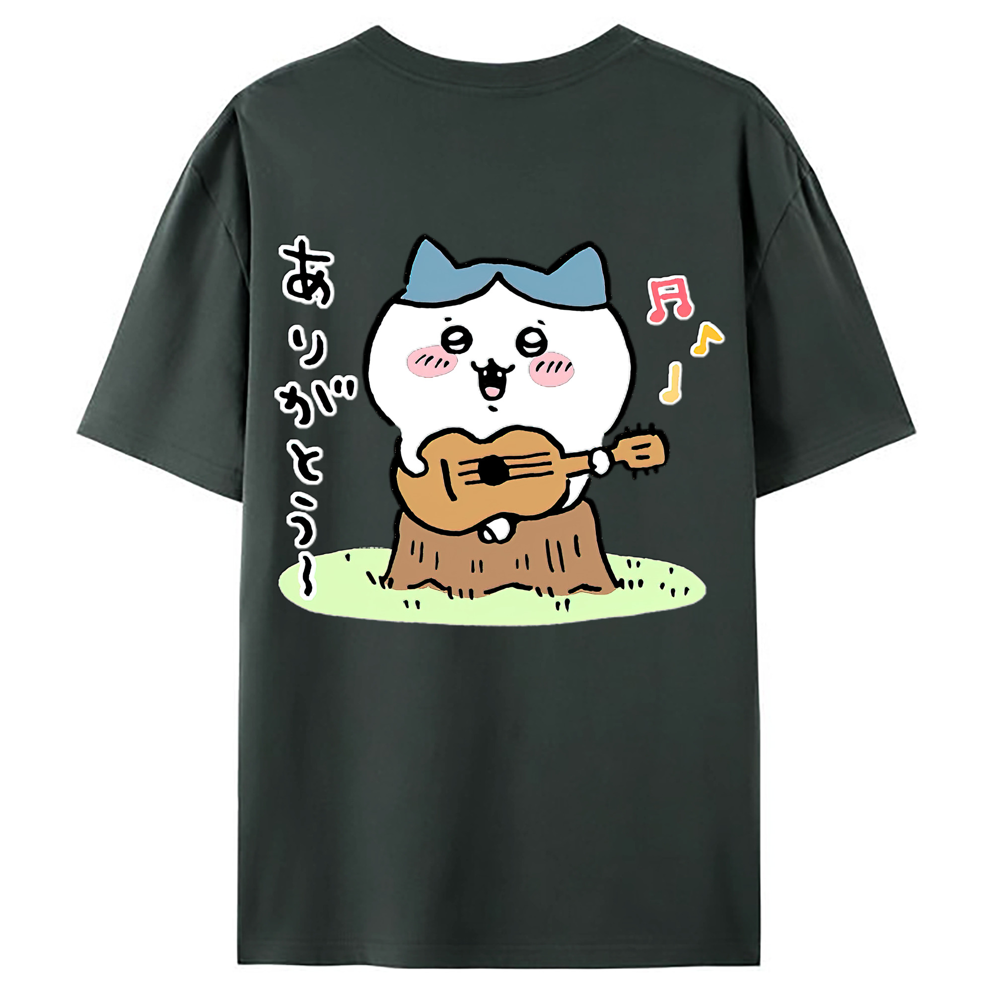 （画像用） ちいかわ ハチワレ Chii-kawa hachiware 綿100％ メンズ半袖Tシャツ（バックプリント） 通気性